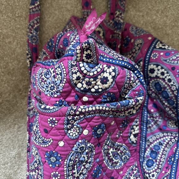 Vera Bradley Duffle Weekender Bag Boysenberry Paisley Retired Pattern 2011 22x12 - Picture 3 of 6